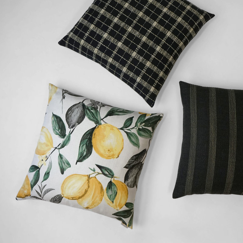 Channel Pillow Cover & Insert, Black, Square 20"