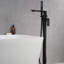 Robinet de baignoire sur pattes à poignée simple avec douche à main