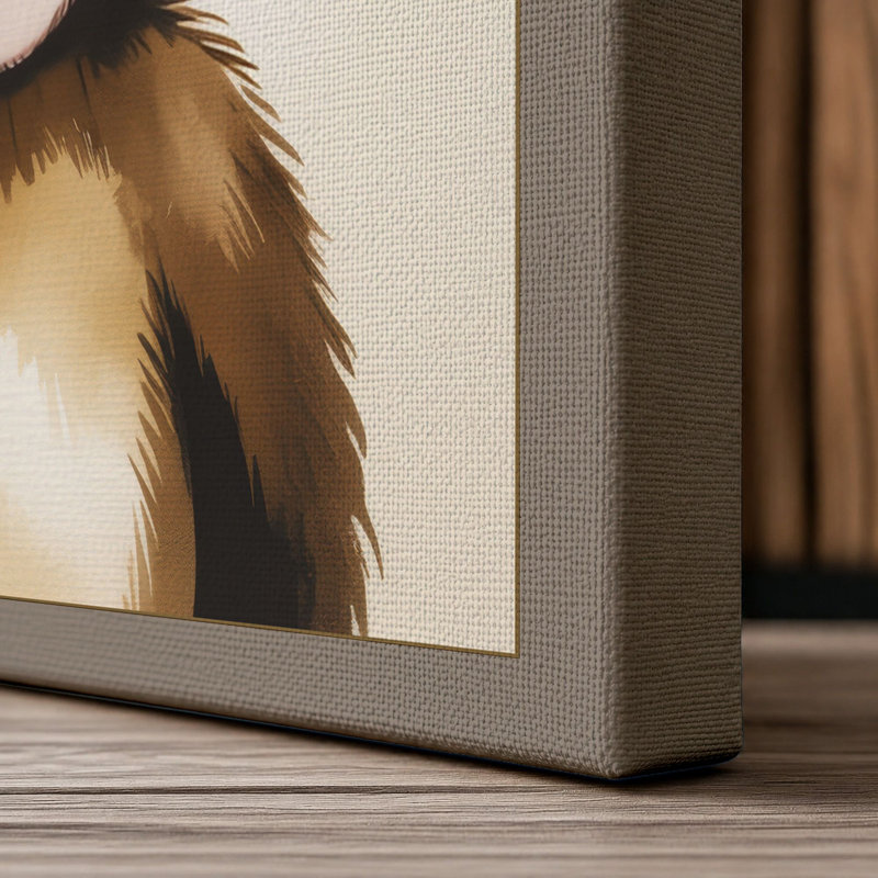 Chimpanzee Gaze Modern - Wrapped Canvas, 18x12 - 45.7 x 30.5 cm, Taupe Border