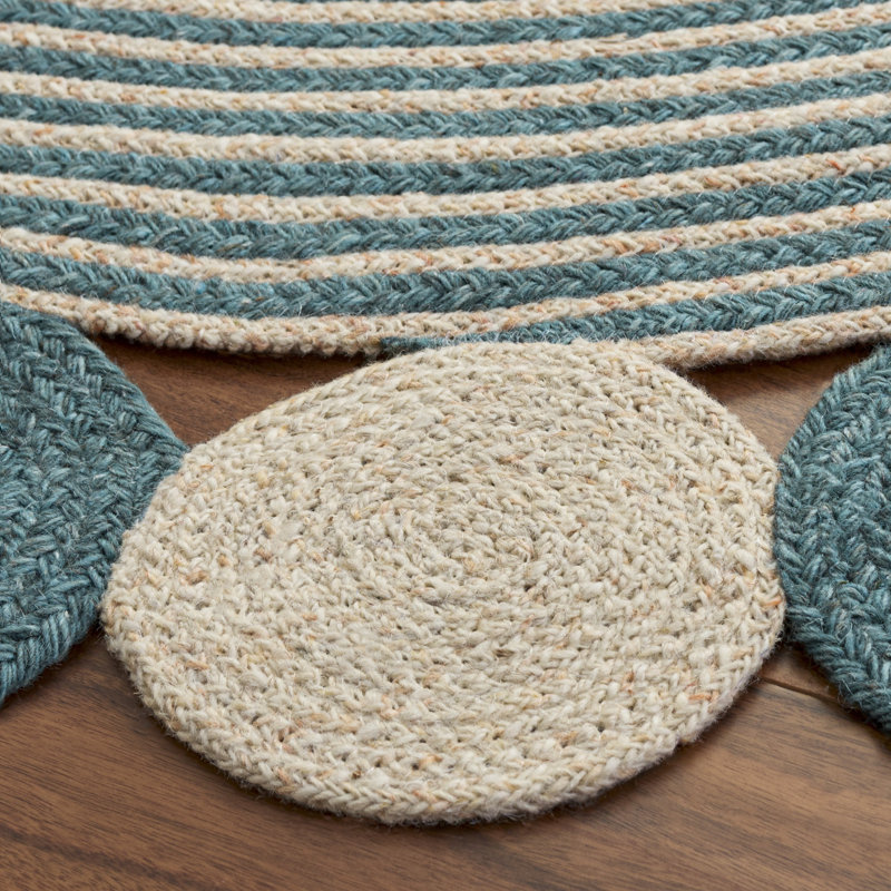Tapis d'intérieur tressé à la main sans motif, Rond 6 pi 0 po x 6 pi 0 po