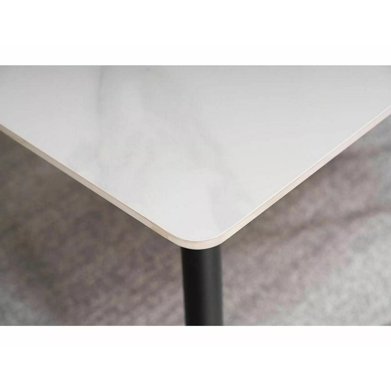 Hollington Square Faux Marble Top Dining Table with Stainless Steel Base, 76 x 160 x 90 cm