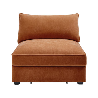 Armless Sofa Velvet-Orange