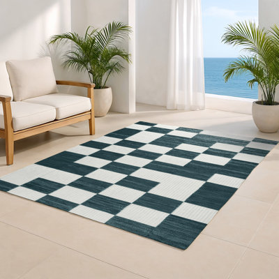 Tapis d'intérieur et d'extérieur à carreaux beige
