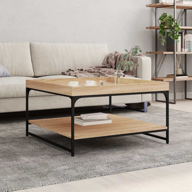 Eichorn Four Leg Coffee Table with Storage, Grey Sonoma, 45cm H x 80cm L x 80cm W