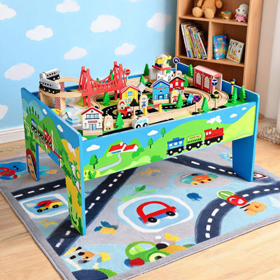 78 Piece 4-in-1 Wooden Train Table