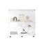 Vitrine blanche à deux portes sur pied, 33,35 po x 32,04 po x 14,33 po - conception à 2 tablettes pour divers objets