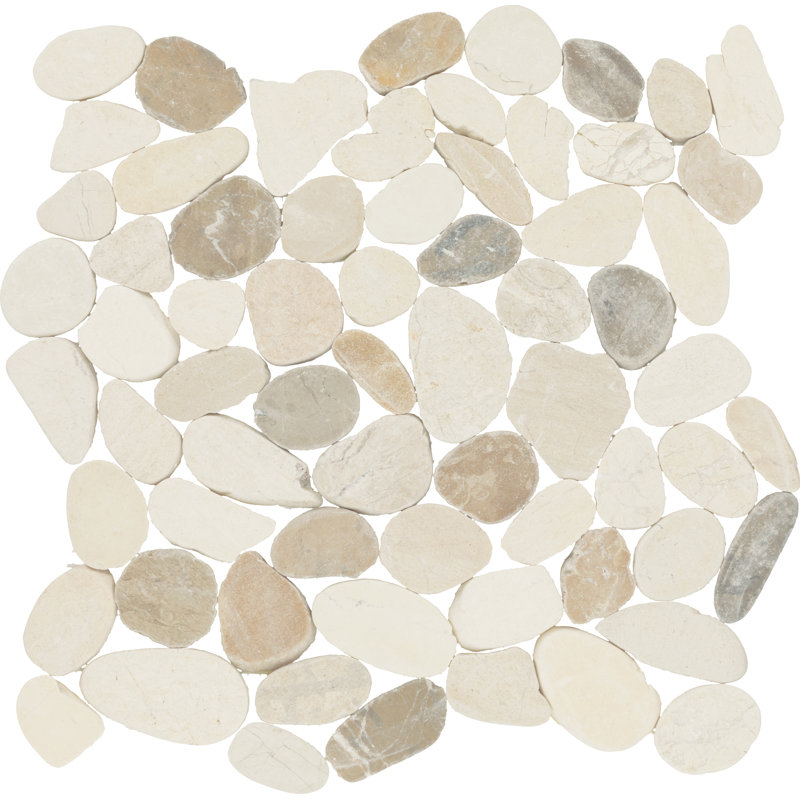 Daltile Pebble Oasis Natural Stone Flat Pebble Mosaic 12" x 12" (11 PC per Carton) (10.78 SQFT per Carton), Seashell