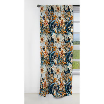 Coastal Retreat Paisley Motif I - Rideau floral - Rideau occultant floral - 1 panneaux