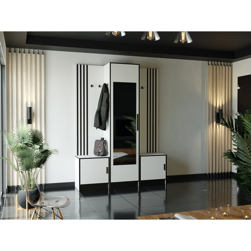 Tamins Hall Tree 53.2cm Wide with Bench, White