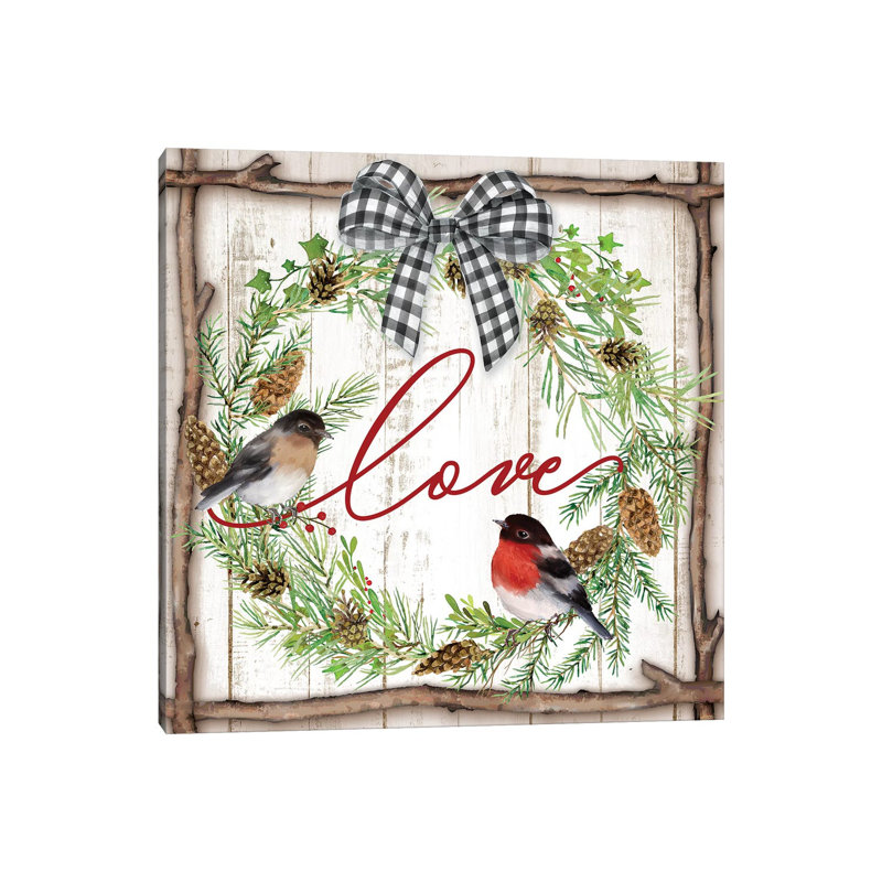 Love Pinecone Wreath by Mollie B. - Wrapped Canvas Print, 30.48 cm H x 30.48 cm W