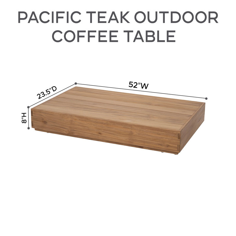 Pacific Outdoor Rectangular Teak Coffee Table, 8" H x 32.5" W x 52" L