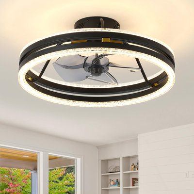 Ventilateur de plafond à DEL à profil bas de 20 po à DEL à intensité variable avec télécommande pour salle à manger et chambre à coucher