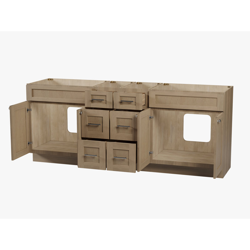Base de meuble-lavabo double 84 po Disar, Chêne naturel