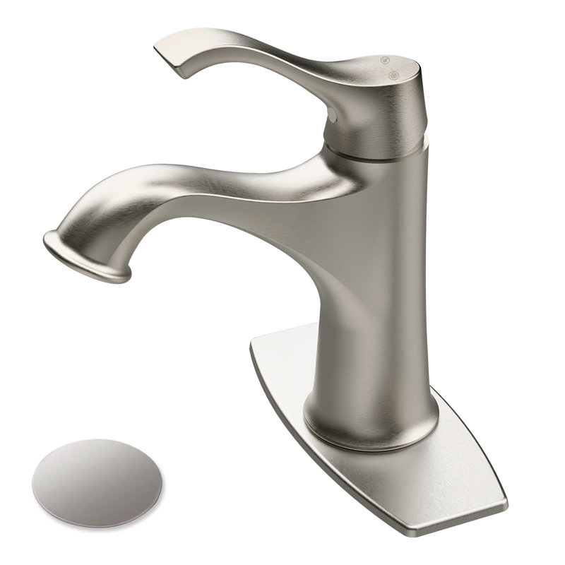 Single-handle Bathroom Faucet with Drain Assembly, Brushed Nickel