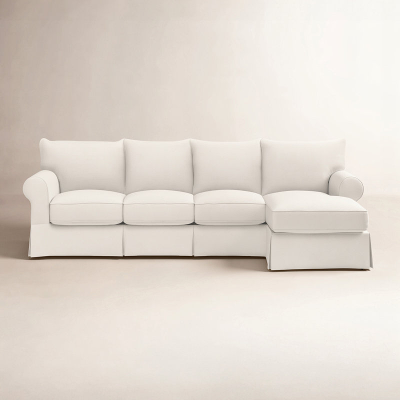 Amari Slipcovered Chaise Sectional, Classic Bleach White Twill, Right Hand Facing