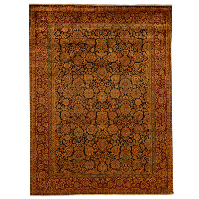 High-Quality Hand-Knotted Navy And Red Area Rug