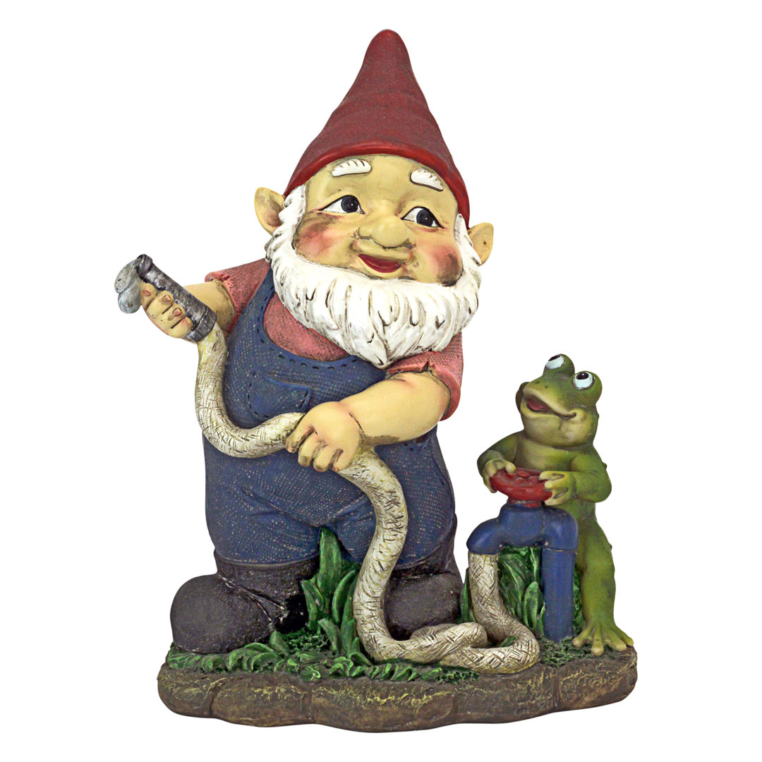 Firefighter Franz and His Frog Gnome Statue Design Toscano