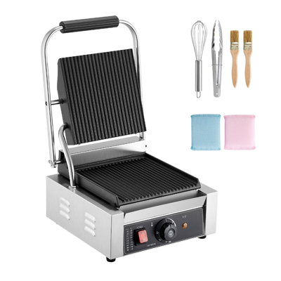 Panini commercial, 8,8 po x 9 po, acier inoxydable, 1 pièce, presse à sandwich, argent, conception compacte et efficace