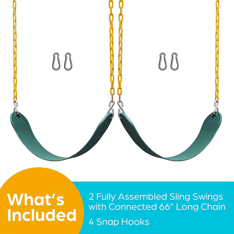 Green Heavy Duty Outdoor Swing Set with Chains, 2 Pack