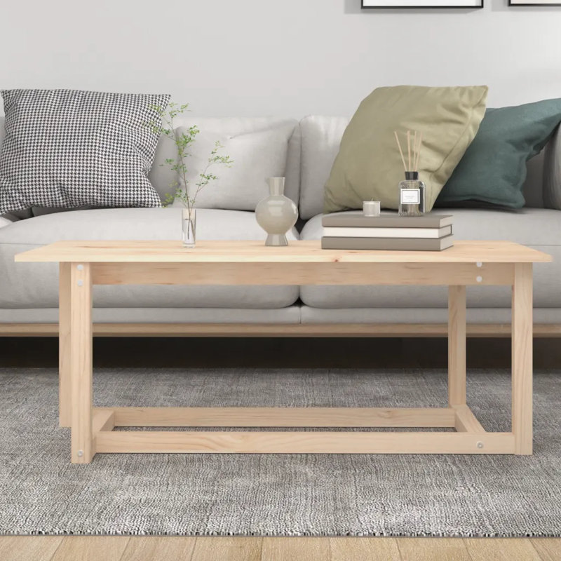 Kamyle Solid Wood Four Leg Coffee Table, Brown