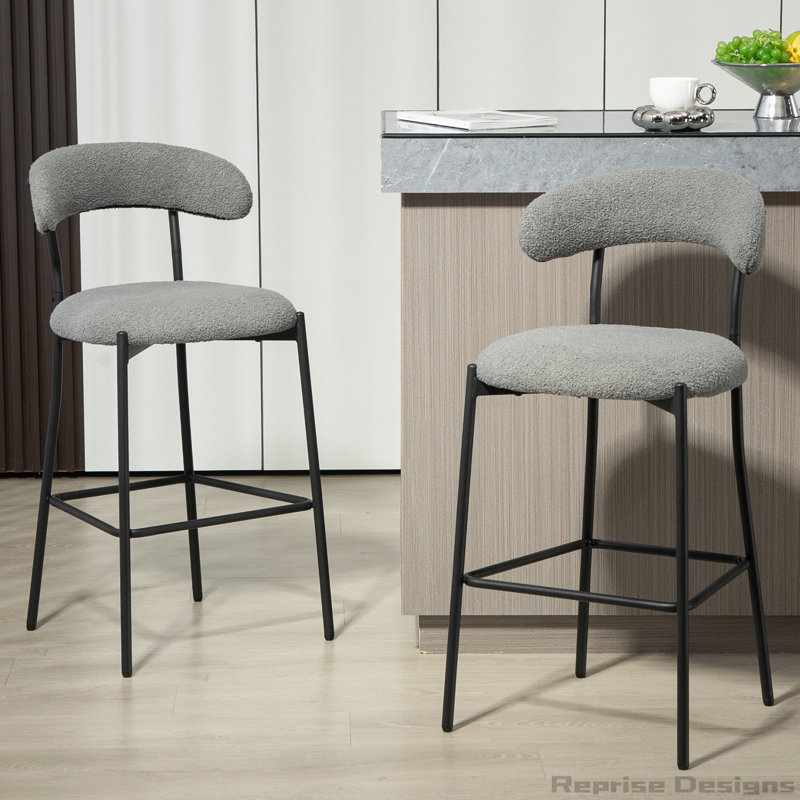 26'' Counter height Teddy fabric bar stools, Grey