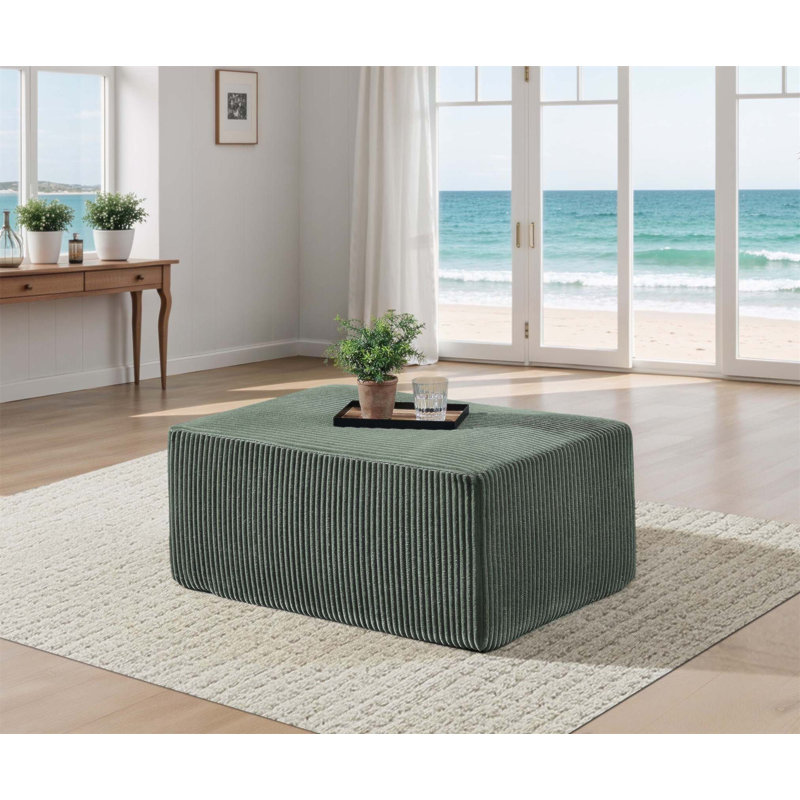 Repose-pieds rembourré en velours côtelé entièrement compressé, polyvalent et durable pour un confort instantané et aucun assemblage requis