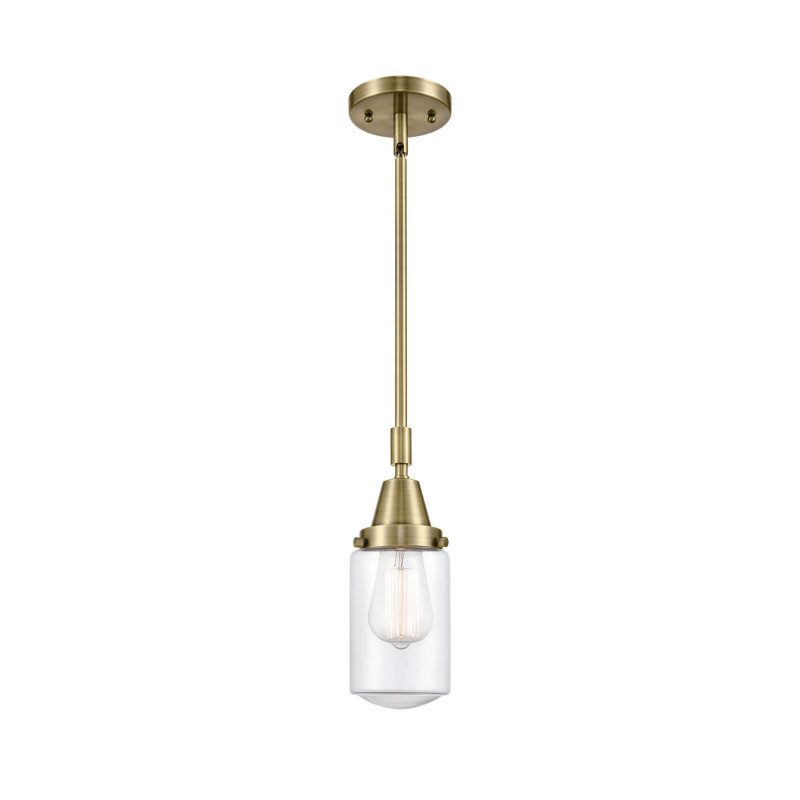 Luminaire suspendu cylindrique à 1 lumière Saroyan, Laiton antique, DEL, Transparent
