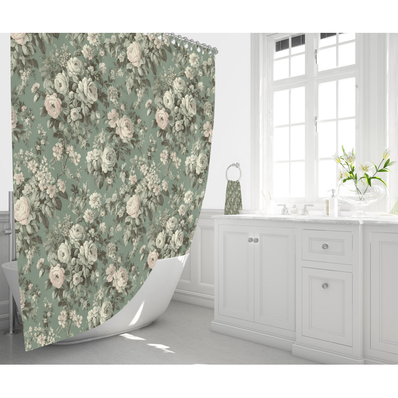 Gradislava Floral and Abstract Shower Curtain, 93" H x 70" W