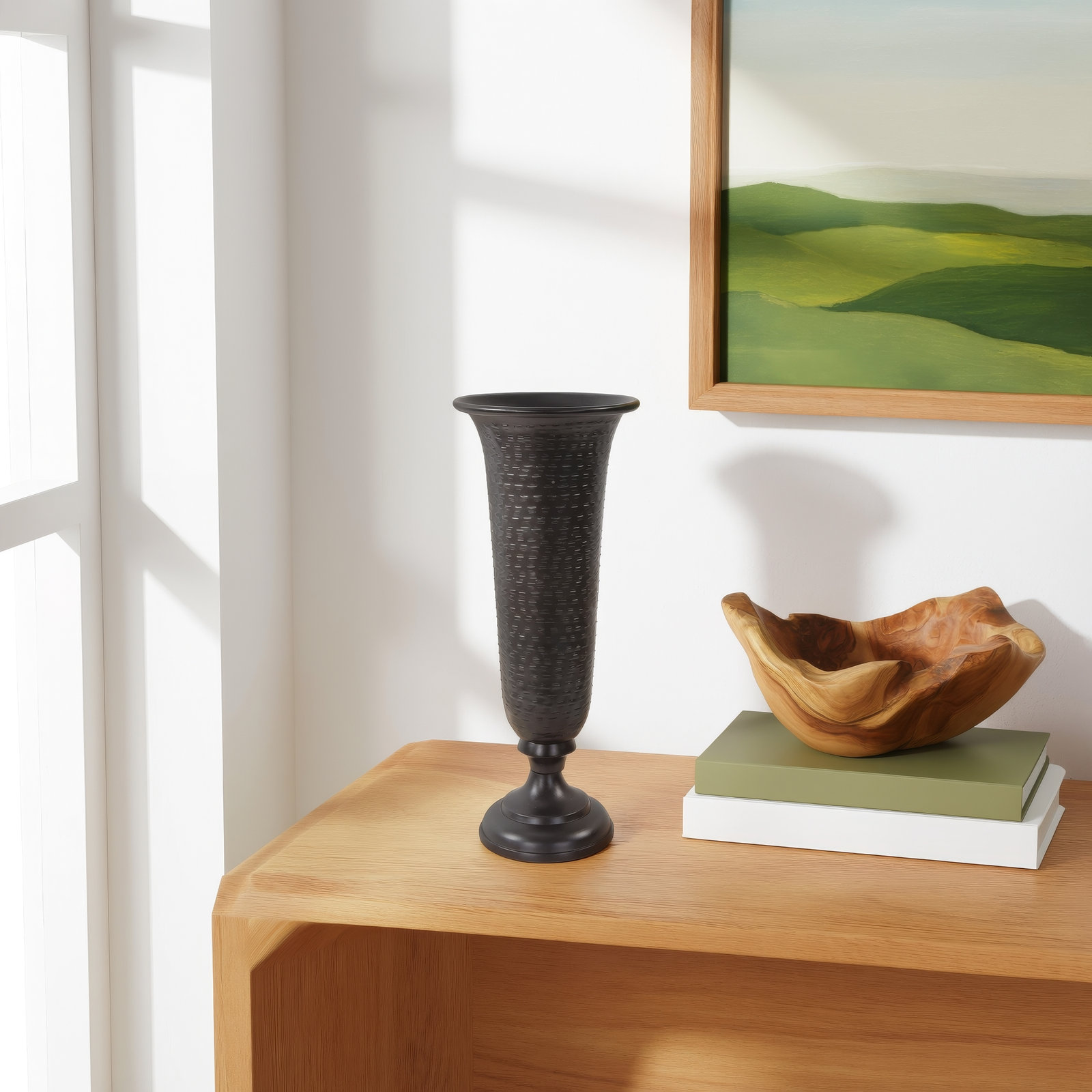 Torvi Handmade Aluminum Table Vase, 16" H x 6.25" W x 6.25" D, Black