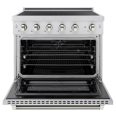 ZLINE Autograph 36 in. Paramount Induction Range with 5 Element Cooktop & Bronze Helix Handle