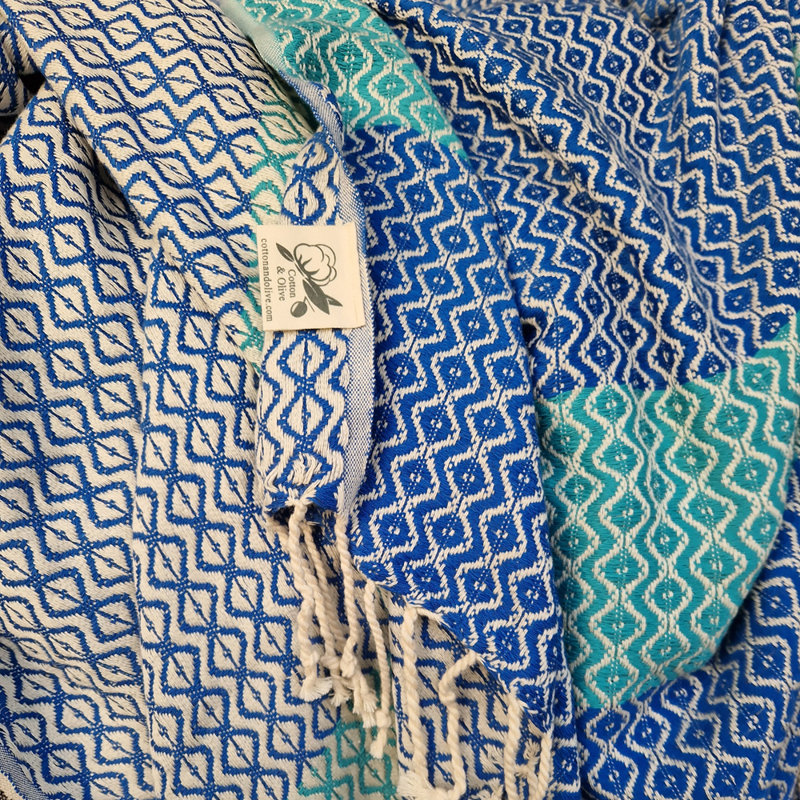 Hand Woven Throw Blanket, Blue