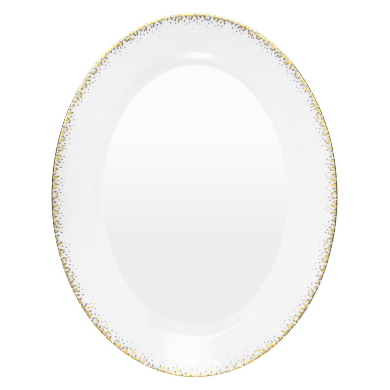 Souffle D' Or Porcelain China Platter, 1.34" H x 12.28" W x 15.6" D, White/Gold