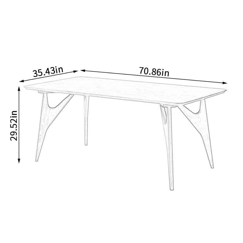 Solid Wood Dining Table, 35.43" W x 70.86" L, Walnut