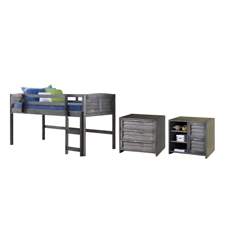 Elian Twin Solid Wood Platform Loft Bed with Shelves by Harriet Bee