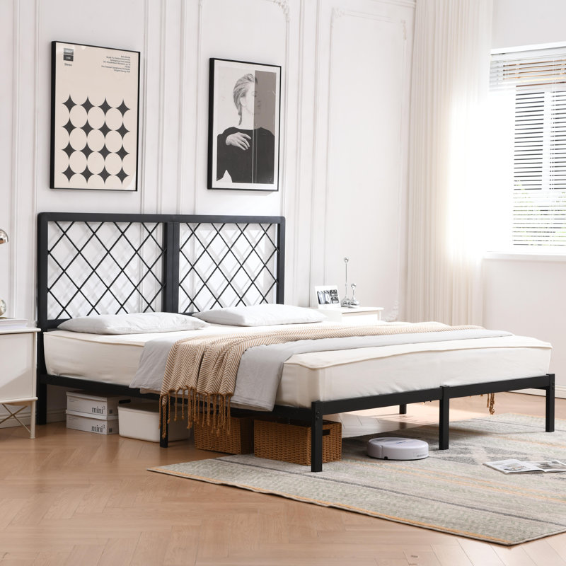 Konrad Metal Platform Bed, Black, King