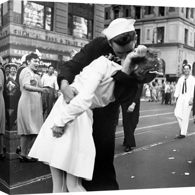 Kissing The War Goodbye In Times Square, 1945 by Victor Jorgensen - Wrapped Canvas Print