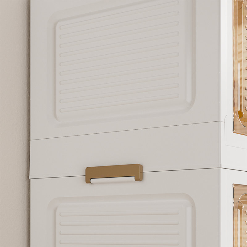 Portable Wardrobe Closet Storage Organizer for Clothes,Clothes Dresser,12 Magnetic Doors ,White