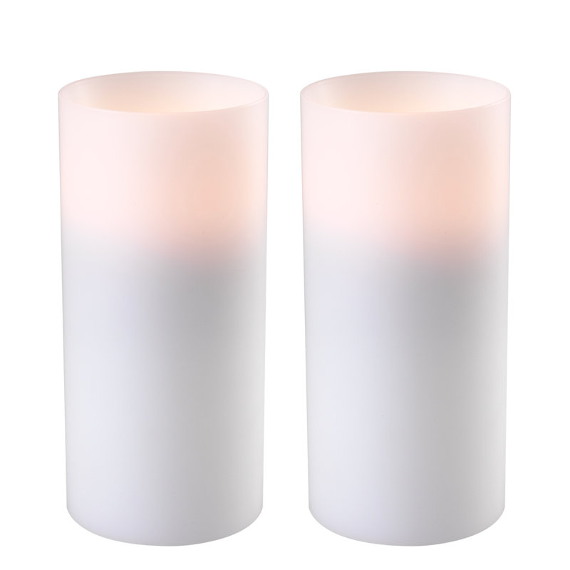 Deep Unscented Flameless Pillar Candle with Polyethylene Holder, 8.27" H x 3.94" W x 3.94" D