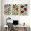 Plantes et fleurs, motif floral avec couleurs vives et feuilles détaillées, ensemble de 3 impressions murales sur toile