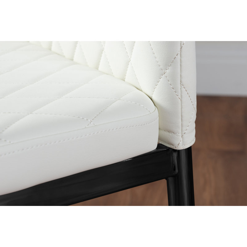 Scottsmoor 4 Seater High Gloss Round Dining Table Set with 4 Luxury Faux Leather Dining Chairs, White, Black/White