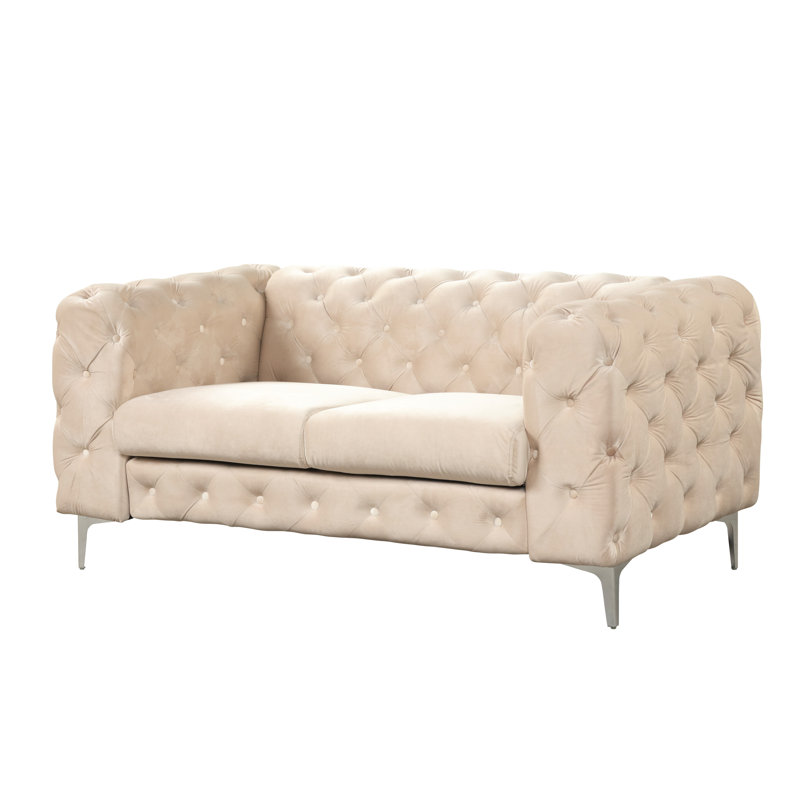 Ensemble de salon en velours 2 pièces Gladys, Beige, Argent