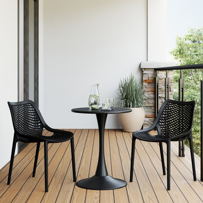 Ensemble repas d'extérieur rond, Noir