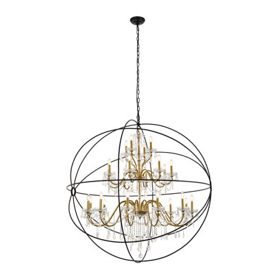 Imina Candle Style Globe Chandelier with Crystal Accents