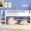 Lit mezzanine moyen avec escalier de rangement, simple, blanc-1152107628