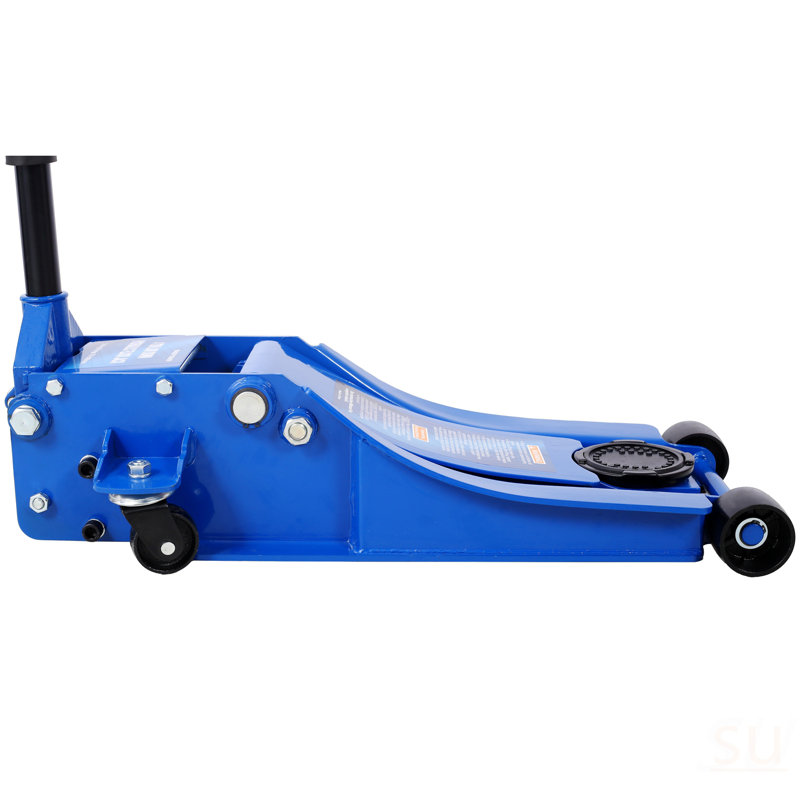 Cric de service / de plancher hydraulique à profil bas, capacité de 4 tonnes (8 000 lb), plage de levage de 2,5 po à 20 po, bleu