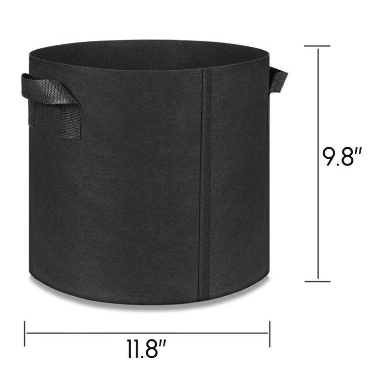 5 Gallon Grow Bags 5-Pack Black Thickened Nonwoven Fabric Pots with  Handles, Multi-Purpose Rings