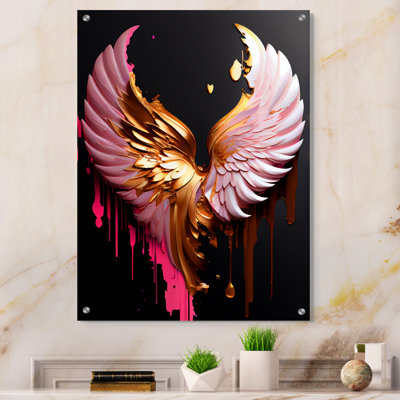 Pink,Gold And Black Angel Wings I - Wings Angel Acrylic Wall Art Modern -  Ivy Bronx, CFFA3DDFDB2C4C6AA639CE9E272549D1