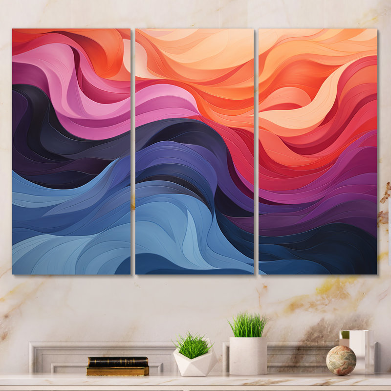 «Colorful Ripple Harmony Elegance II», reproduction d'art murale abstraite, H 28 po x l 36 po x P 1 po, Toile tendue