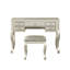 Meuble-lavabo classique argenté avec tabouret, pieds uniques, placage de peuplier sur contreplaqué, dimensions de 43 po x 18 po pour le confort de la chambre à coucher, miroir ouvert moderne rembourré, bois d'hévéa et routine matinale de 39 po de hauteur-250234922