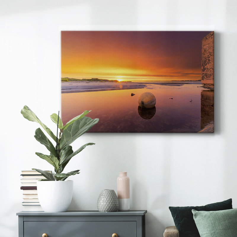 Coucher de soleil sur toile tendue, H 12 po x l 18 po